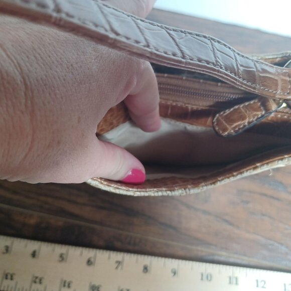 Liz Claiborne Woven Straw Handbag With Brown Leather Trim & Strap Shoulder Bag - Picture 9 of 11